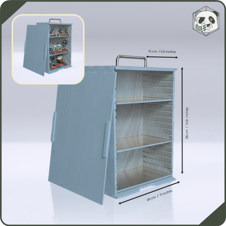 Small H2 PAWS Transport Case – Compact Storage for Warhammer and Wargame Miniatures (28x15x38 cm) | Panda’s Atelier