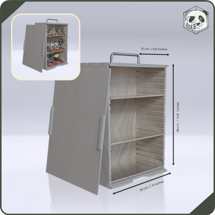 Small H2 PAWS Transport Case – Compact Storage for Warhammer and Wargame Miniatures (28x15x38 cm) | Panda’s Atelier