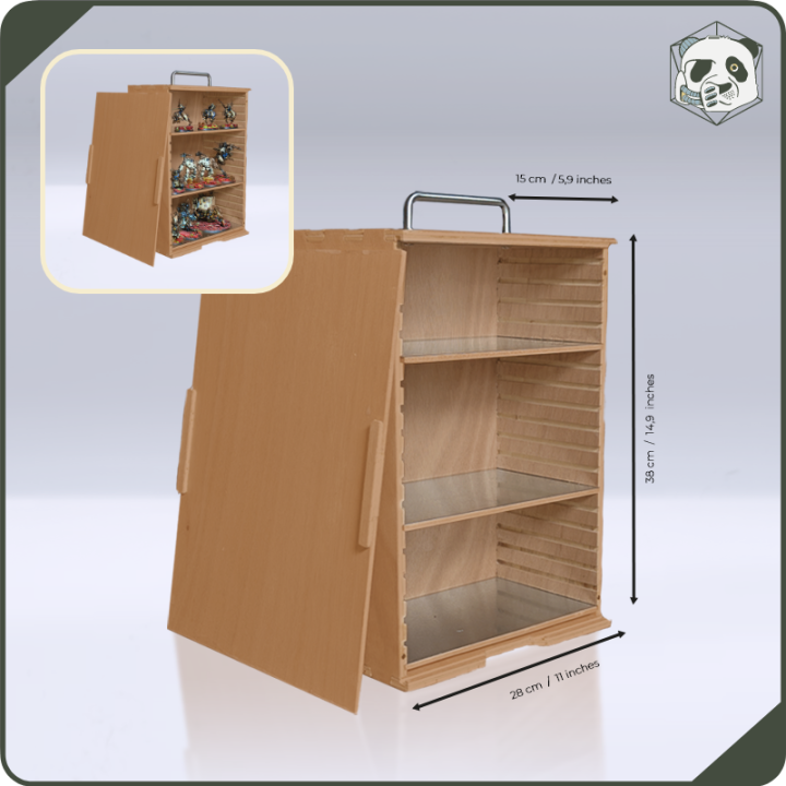Small H2 PAWS Transport Case – Compact Storage for Warhammer and Wargame Miniatures (28x15x38 cm) | Panda’s Atelier