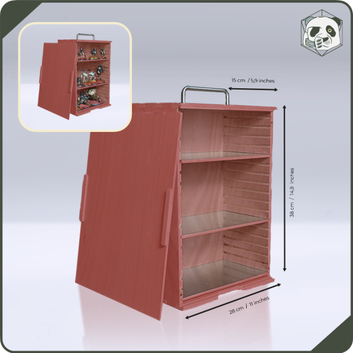 Small H2 PAWS Transport Case – Compact Storage for Warhammer and Wargame Miniatures (28x15x38 cm) | Panda’s Atelier