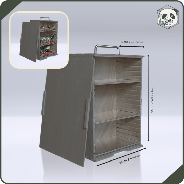 Small H2 PAWS Transport Case – Compact Storage for Warhammer and Wargame Miniatures (28x15x38 cm) | Panda’s Atelier
