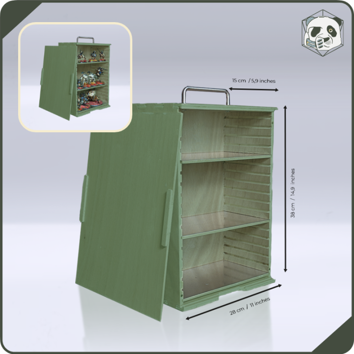 Mallette PAWS Small H2 – Transport Compact pour Figurines Warhammer et Wargame (28x15x38 cm) | Panda’s Atelier