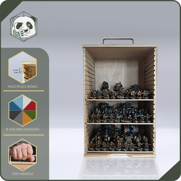 Medium H3 Transport Case – Optimal Storage for Warhammer and Wargame Miniatures (28x23x46 cm) | Panda’s Atelier