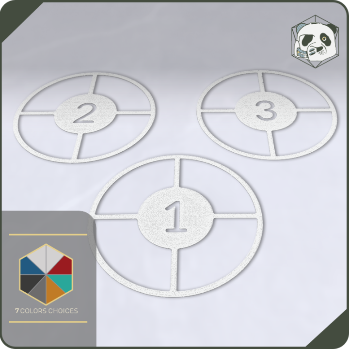 Numbered Objective Markers for Kill Team – Set of 3 | Panda’s Atelier