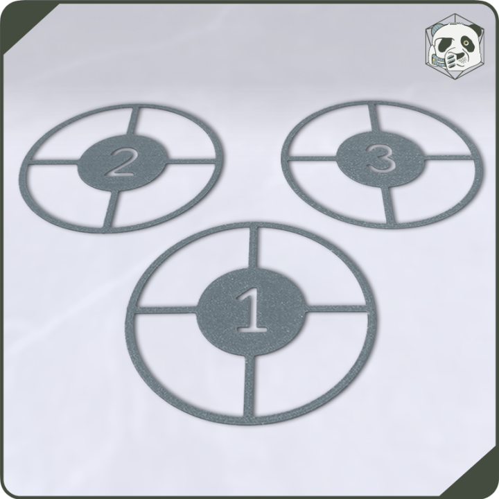 Numbered Objective Markers for Kill Team – Set of 3 | Panda’s Atelier