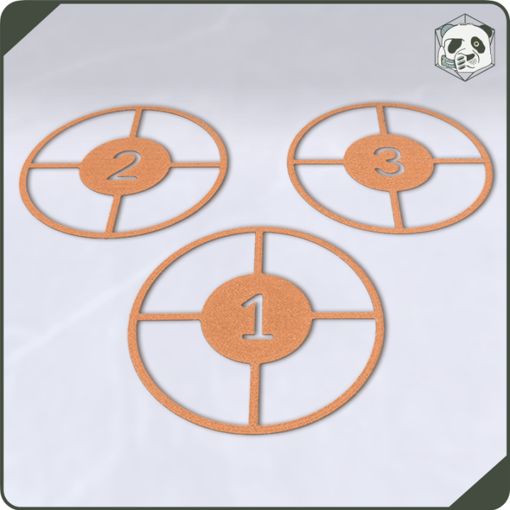 Numbered Objective Markers for Kill Team – Set of 3 | Panda’s Atelier
