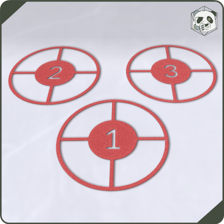 Numbered Objective Markers for Kill Team – Set of 3 | Panda’s Atelier