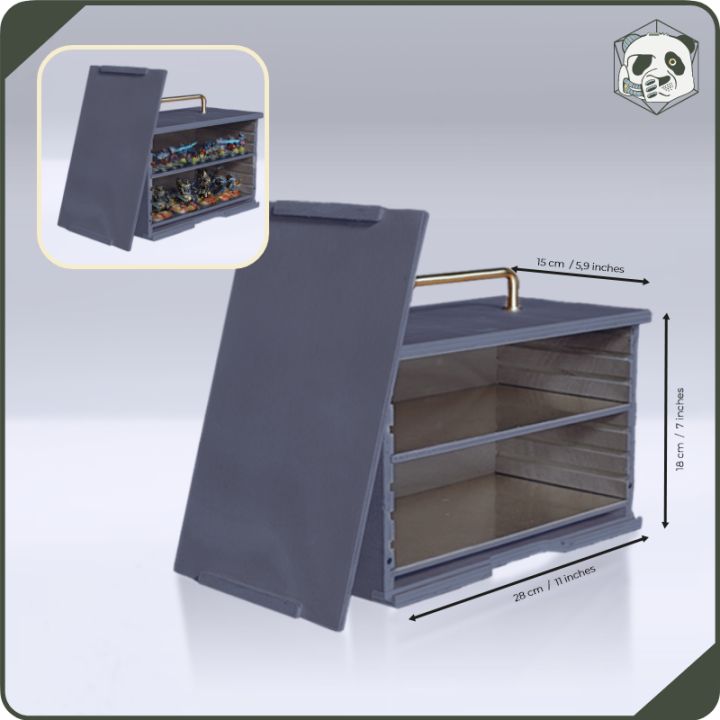 Small H1 PAWS Transport Case – Compact Storage for Warhammer and Wargame Miniatures (28x15x16 cm) | Panda’s Atelier