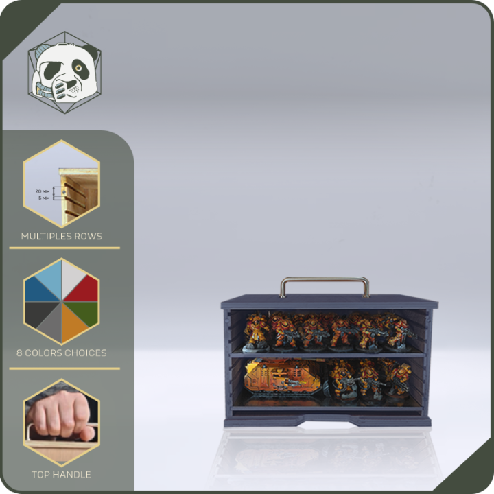 Small H1 PAWS Transport Case – Compact Storage for Warhammer and Wargame Miniatures (28x15x16 cm) | Panda’s Atelier