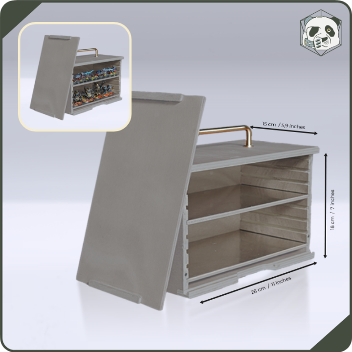 Small H1 PAWS Transport Case – Compact Storage for Warhammer and Wargame Miniatures (28x15x16 cm) | Panda’s Atelier