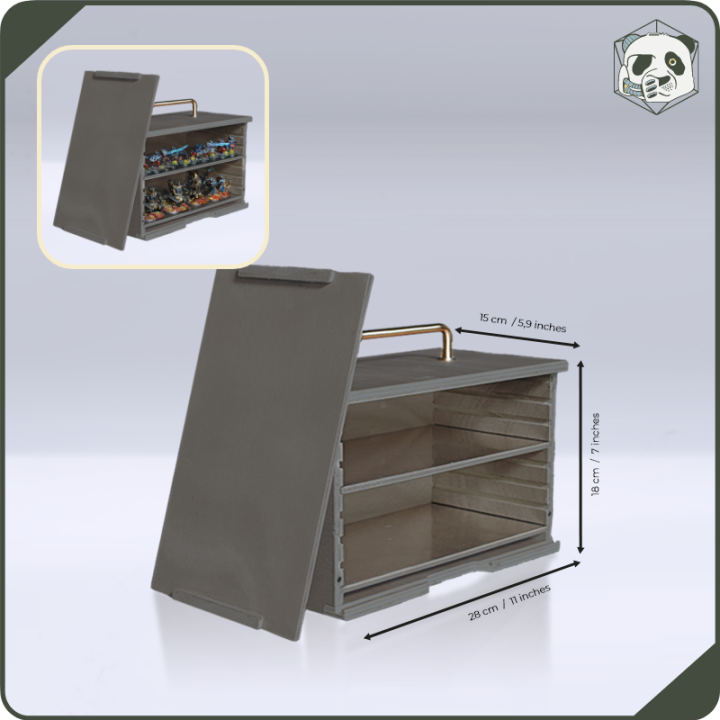 Small H1 PAWS Transport Case – Compact Storage for Warhammer and Wargame Miniatures (28x15x16 cm) | Panda’s Atelier