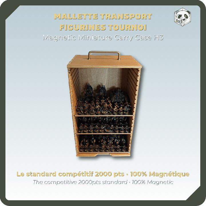 Mallette de transport figurines Medium H3 – Grande capacité 2000 points | PAWS