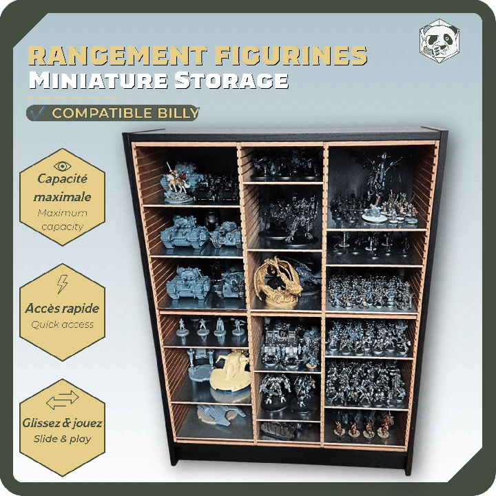Rangement figurines compatible BILLY – PAWS – Étagère modulable gain de place