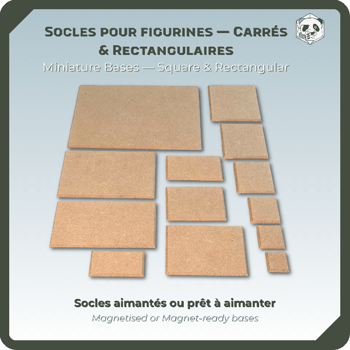 Socles Bois Carrés et Rectangulaires pour Figurines | Panda's Atelier