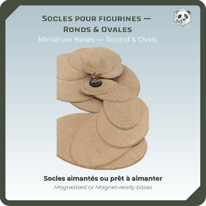 Magnetic Wooden Miniature Bases (Round & Oval) | Panda's Atelier