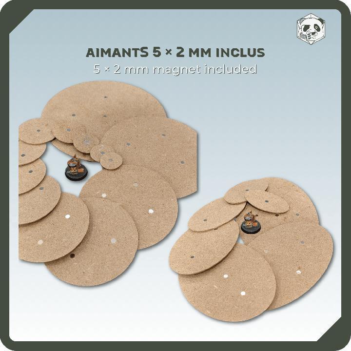 Socles en Bois pour Figurines (Ronds & Ovales) Aimantés | Panda's Atelier