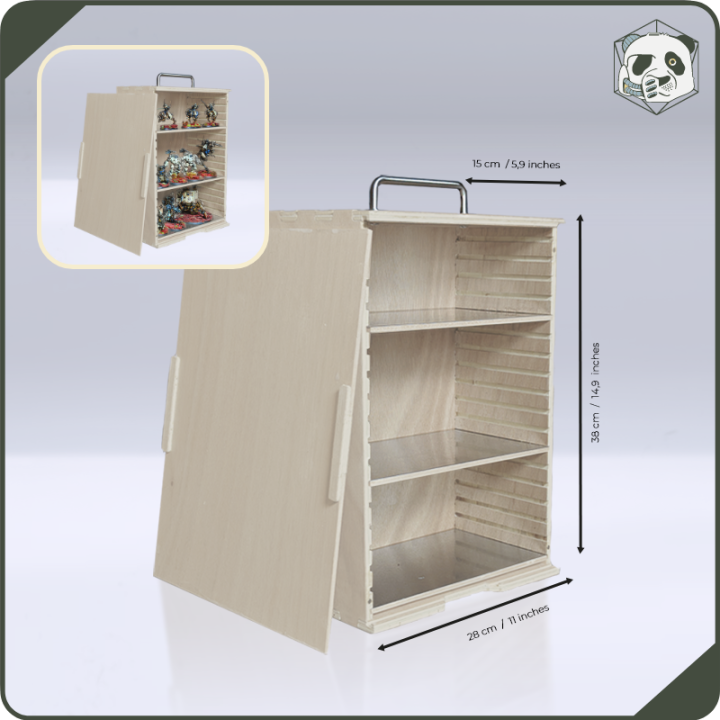 Small H2 PAWS Transport Case – Compact Storage for Warhammer and Wargame Miniatures (28x15x38 cm) | Panda’s Atelier