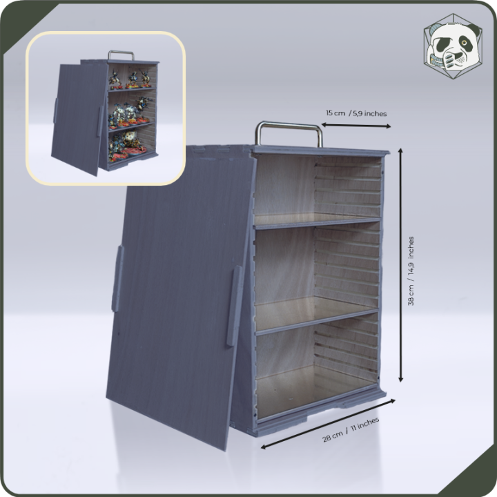 Mallette PAWS Small H2 – Transport Compact pour Figurines Warhammer et Wargame (28x15x38 cm) | Panda’s Atelier